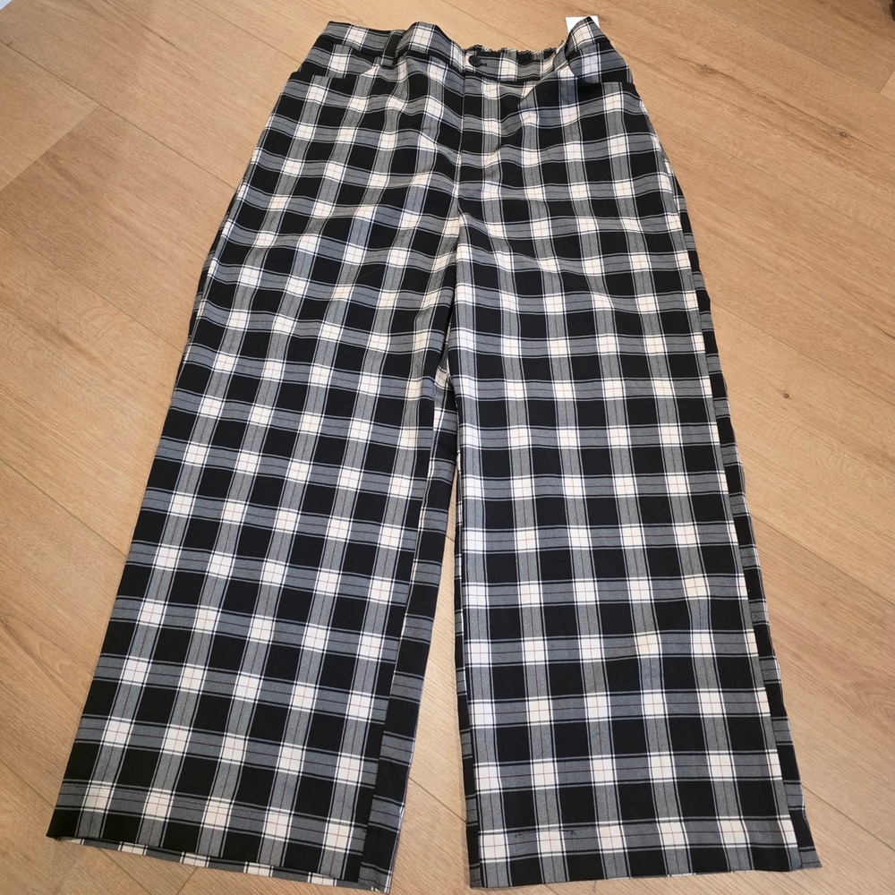 Forever 21 Plus Black White Plaid Wide Leg Pants Trousers 3X New With Tags